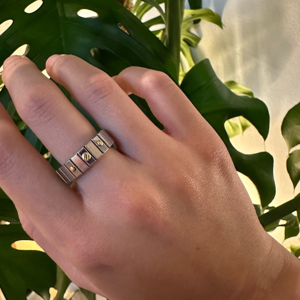Silver and Gold Tone watch link Ring size 6.75